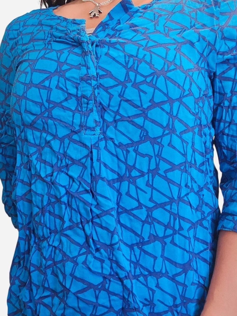 jcpenney Blue Geometric Print Long Sleeve Blouse